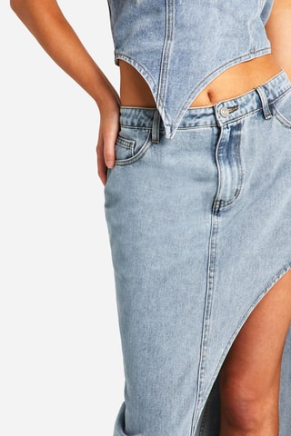 Jupe asymétrique en jean - Bleu clair