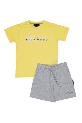 T-shirt e bermuda - Giallo e grigio