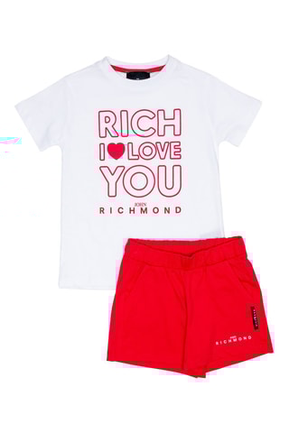 T-shirt e shorts - Bianco e rosso