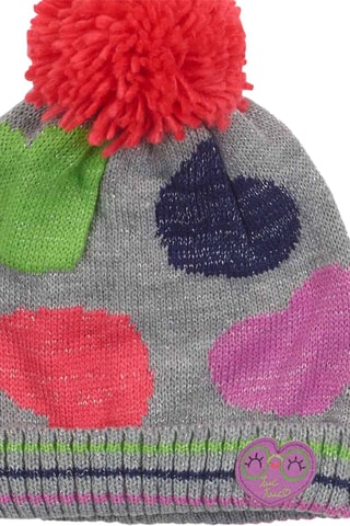 Bonnet à pompon et écharpe - Gris chiné