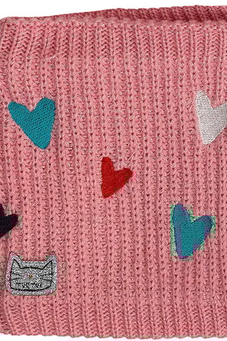 Bonnet à oreilles et snood - Rose