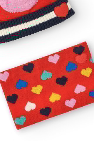 Bonnet à pompons et snood - Rouge