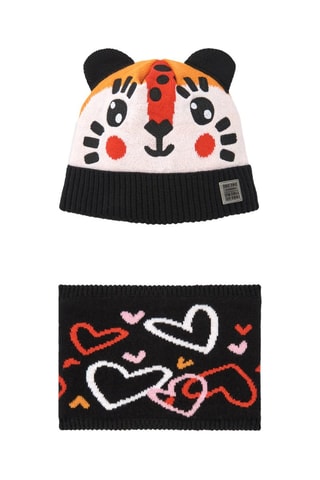 Bonnet à oreilles et snood - Orange