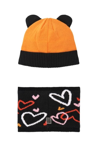 Bonnet à oreilles et snood - Orange