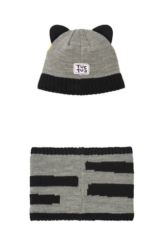 Bonnet à oreilles et snood - Gris