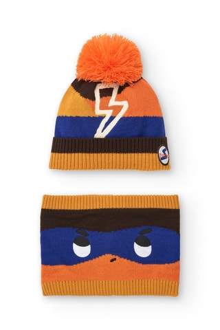 Bonnet à pompon et snood - Multicolore