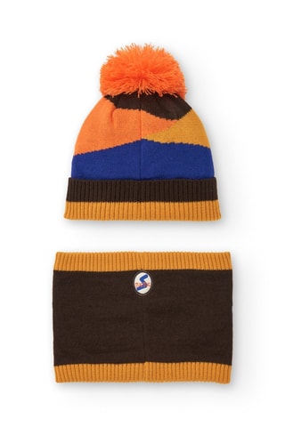 Bonnet à pompon et snood - Multicolore
