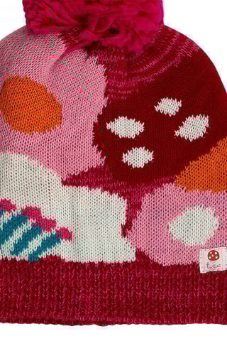 Bonnet à pompon et écharpe - Rose