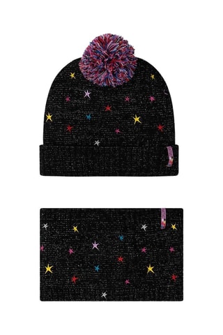 Bonnet à pompon et snood - Noir