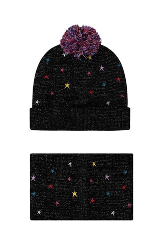 Bonnet à pompon et snood - Noir