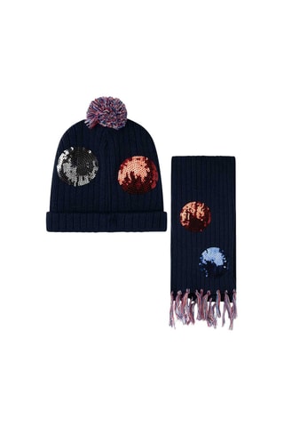 Bonnet et écharpe - Bleu marine