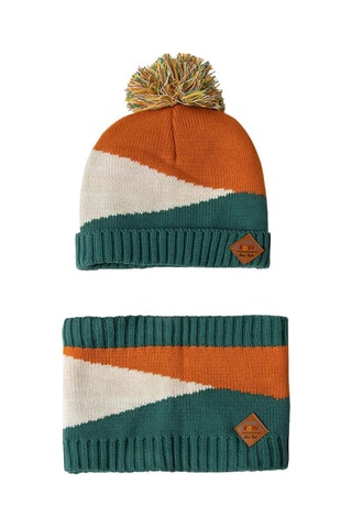 Snood et bonnet - Orange et vert