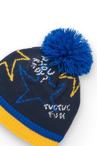 Bonnet à pompon et snood - Bleu