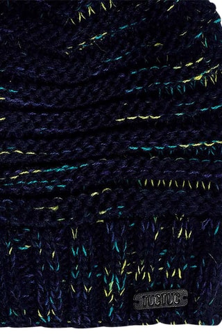 Bonnet à pompon et snood - Bleu marine chiné