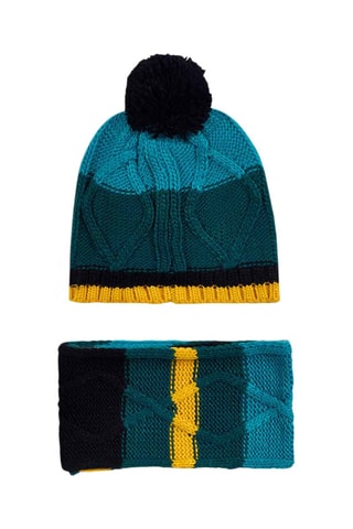 Bonnet à pompon et snood - Vert