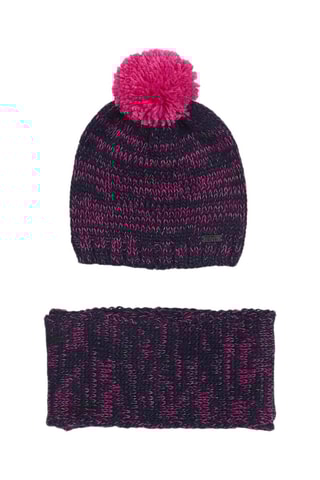 Bonnet à pompon et écharpe - Gris foncé