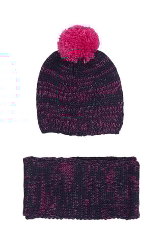 Bonnet à pompon et écharpe - Gris foncé