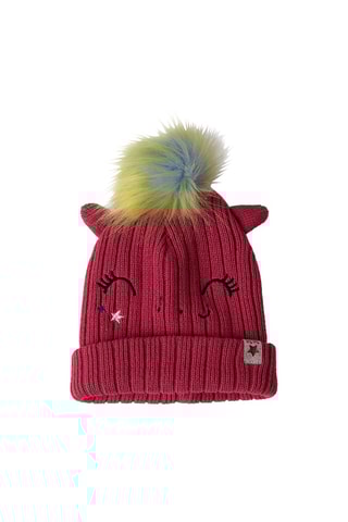 Bonnet à pompon et écharpe - Rose