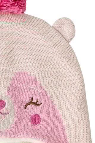 Muts met Oortjes en Pompon - Wit