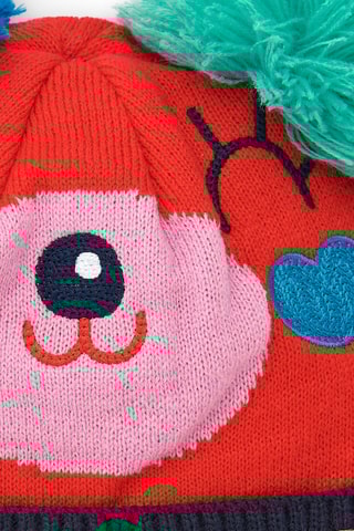 Muts met Pompons - Rood