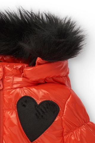Parka met Capuchon - Rood en Zwart