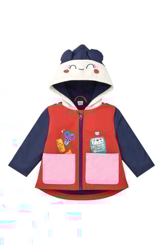 Regenjas met capuchon - Rood en Marineblauw