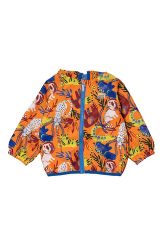 Windjack met Capuchon Eco-Safari - Oranje en Marineblauw