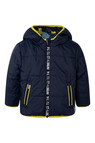 Dubbelzijdige gewatteerde jas met capuchon - Marineblauw