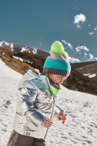 Gewatteerde Jas met Capuchon - Grijs en Hemelsblauw