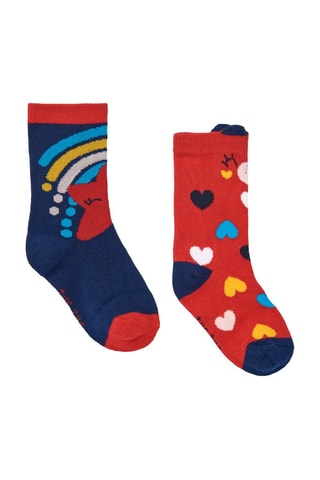 2 Paar Sokken - Blauw en rood