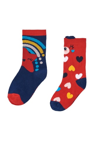 2 Paar Sokken - Blauw en rood