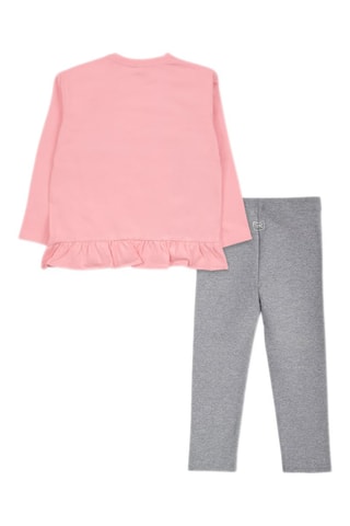 T-shirt en Legging - Roze en Gemêleerd Lichtgrijs