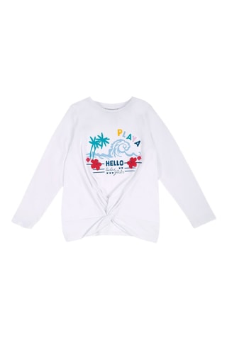 Geknoopt T-shirt Hello Playa - Wit