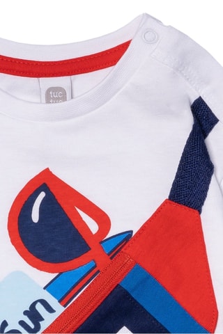 T-shirt Beach Day - Blanc et rouge