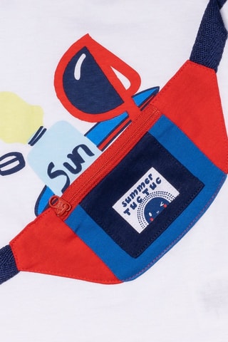 T-shirt Beach Day - Blanc et rouge