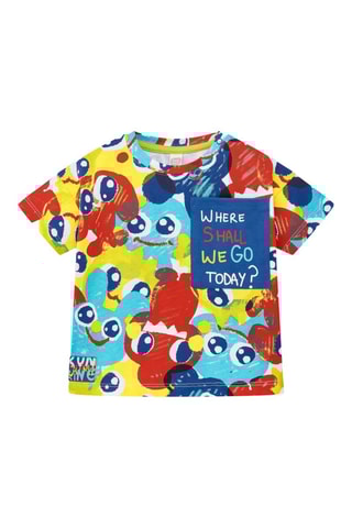 T-shirt Run Sing Jump - Kobaltblauw