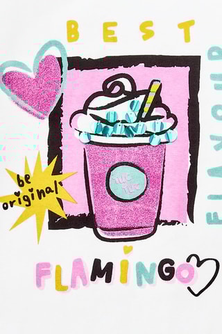 T-shirt Flamingo Mood - Blanc