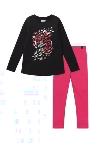T-shirt et legging - Fuchsia et noir