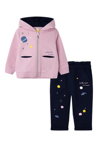 Sweater met Capuchon en Broek - Roze en Marineblauw