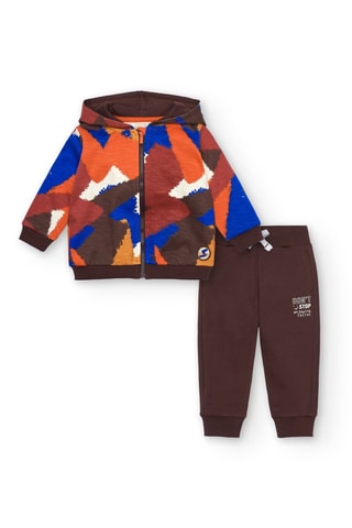 Sweater met Capuchon en Joggingbroek - Oranje en Donkerbruin