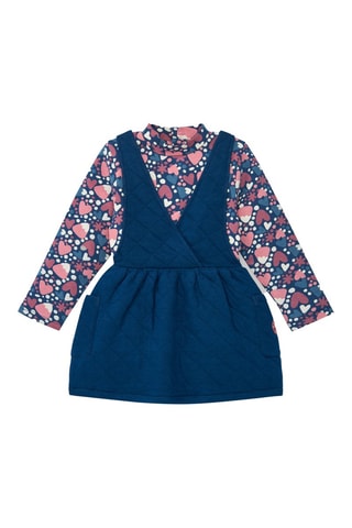 T-shirt et robe-salopette - Bleu et rose