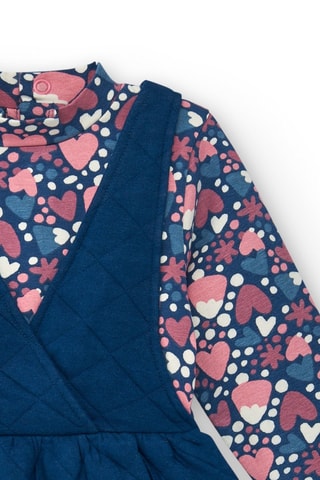 T-shirt et robe-salopette - Bleu et rose