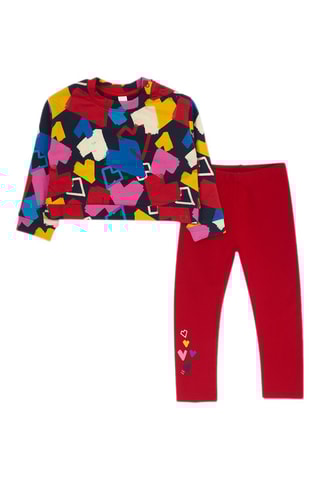 Sweater en Legging - Rood en Marineblauw