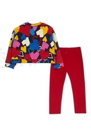 Sweater en Legging - Rood en Marineblauw