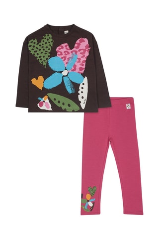 Sweater en Legging - Bordeauxrood en Gemêleerd Bruin