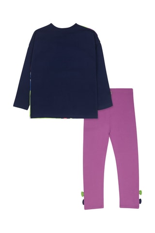 T-shirt en Legging - Paars en Marineblauw