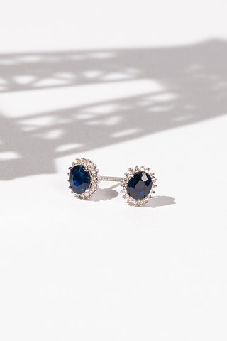 Oorbellen Abra  Witgoud, Diamanten en Saffieren