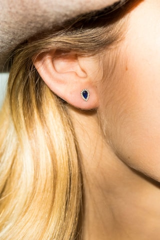 Oorbellen Melton Witgoud, Diamanten en Saffieren