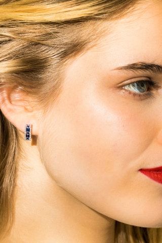 Oorbellen Surat - Witgoud, Diamanten en Saffieren