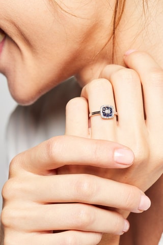 Anello Volga - Oro bianco, diamanti e zaffiri